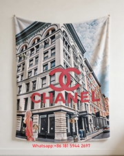 Chanel Red CC Logo NYC Street Art Flannel Throw Blanket IMG_7167